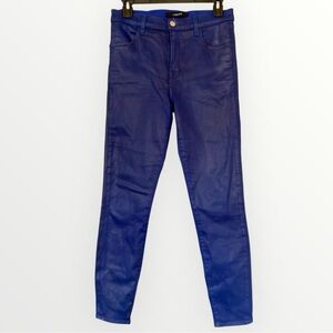 J Brand Alana Indigo High Rise Crop Skinny Jeans Coated Celeste Shiny Size 28